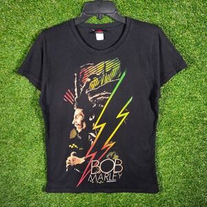 Zion Rootswear Bob Marley Graphic T-Shirt Black Rasta Lightning Bolt Womens 1X